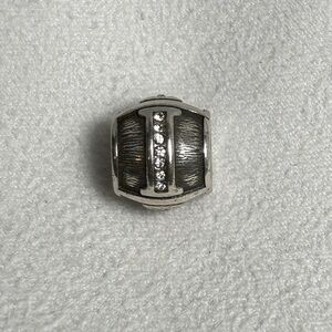 Brighton "I" Spacer Bead Silver Plated Crystals